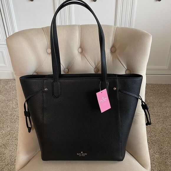 Kate Spade Pebbled Leather Large Tote Bag Black - Picture 3 of 12